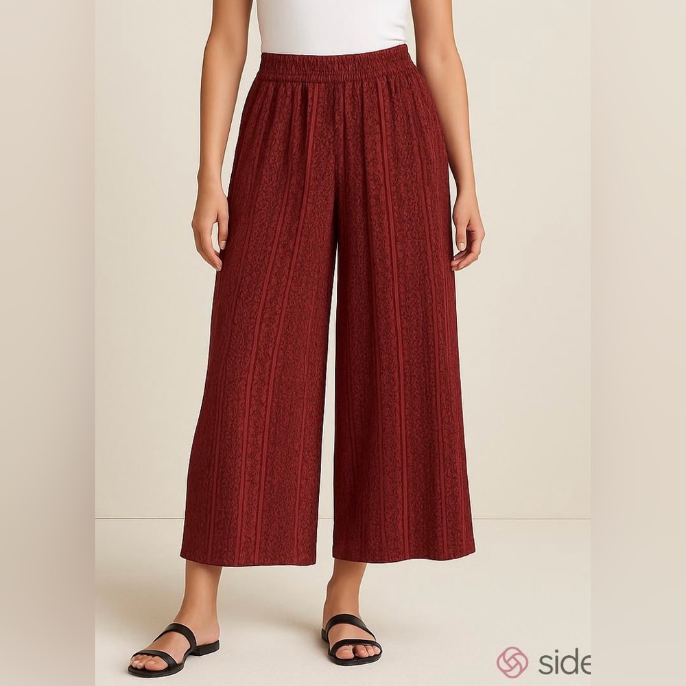 Prana Kiran Red Brown Geometric Tribal S Festival Gypsy Boho Retro Culotte Pants